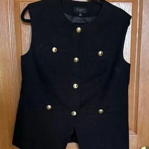 Talbots Black Vest with Gold Buttons